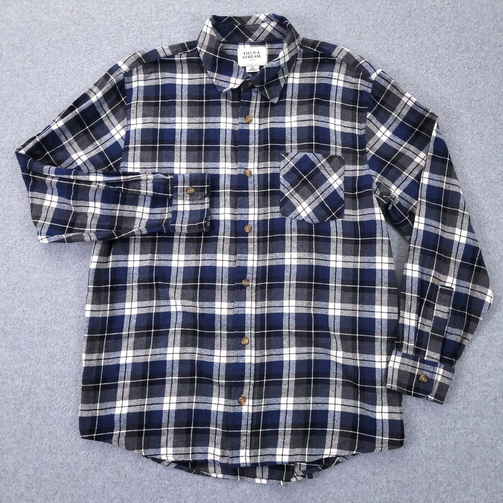 Field & Stream Flannel Button Up Shirt XL Plaid Outdoor Work Pocket Mens
